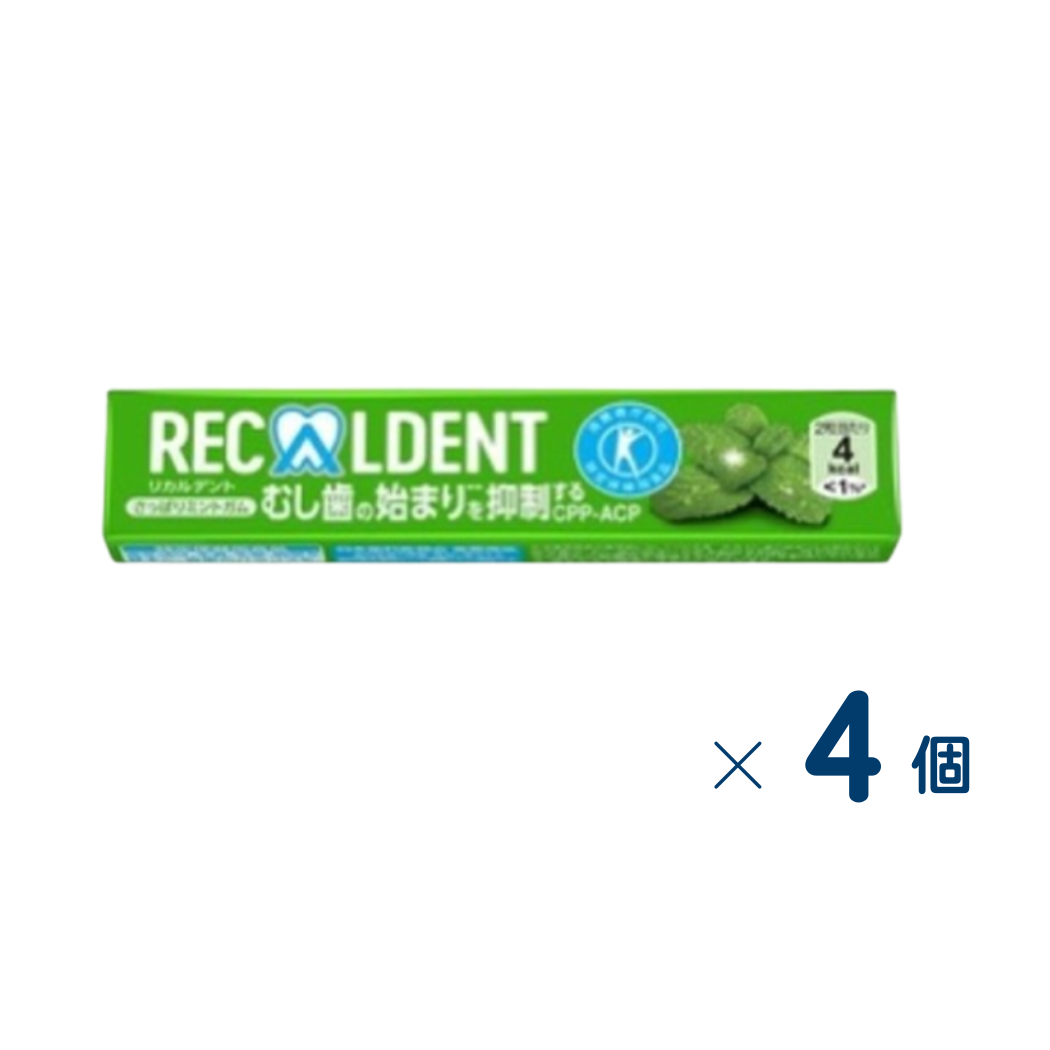 Recaldent Refreshing Mint Gum Set of 4 (Expiration date: September 30, 2026)