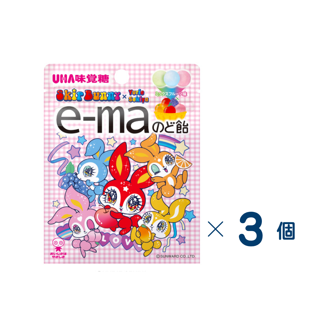 [UHA Mikakuto] e-ma Throat Lozenge Skip Bunny Set of 3 (Expiration date: January 31, 2027)