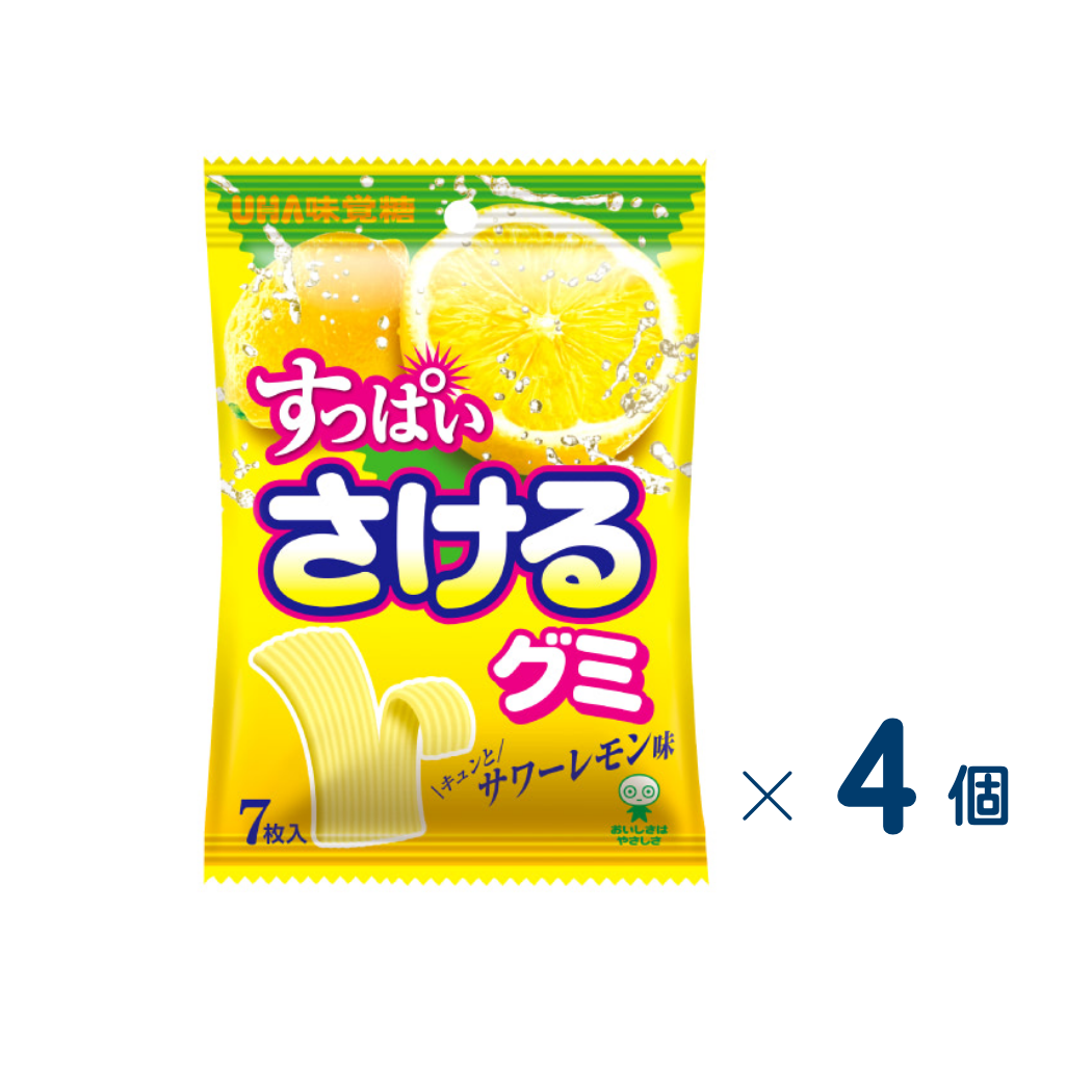 [UHA Mikakuto] Suppai Sakeru Gummy Sour Lemon Flavor Set of 4 (Expiration date: August 31, 2026)
