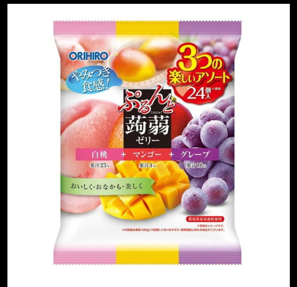 [Orihiro] Purunto Konnyaku Jelly Pouch White Peach + Mango + Grape 480g