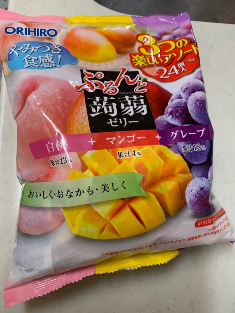 [Orihiro] Purunto Konnyaku Jelly Pouch White Peach + Mango + Grape 480g
