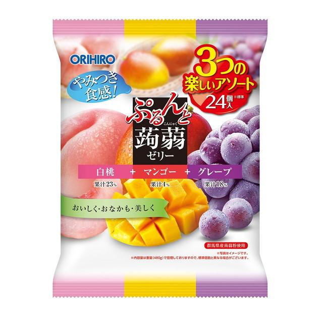[Orihiro] Purunto Konnyaku Jelly Pouch White Peach + Mango + Grape 480g